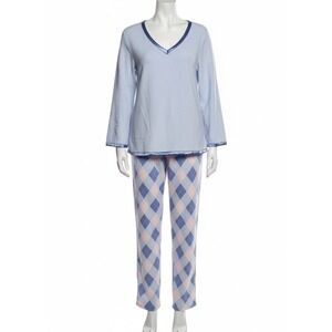 Pajamagram Blue Argyle Fleece Pajama Set Womens Plus Size 3X NEW